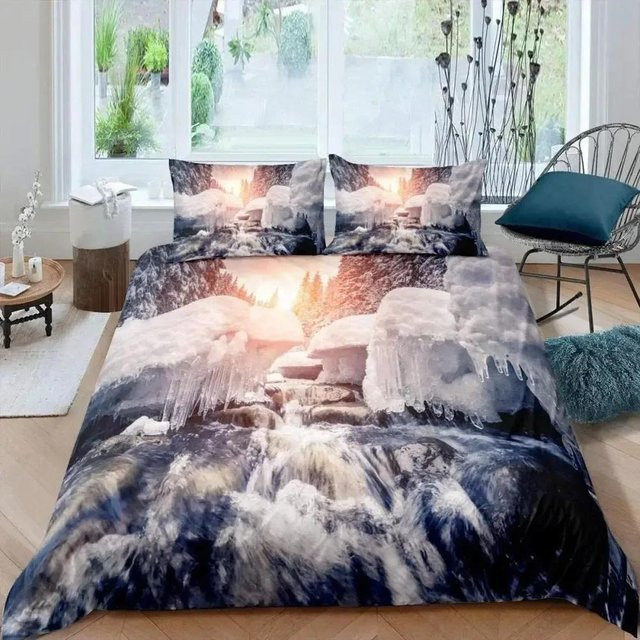 Lodestar Bettwäscheset Smoky Mountain Misty Forest mit Bettdeckenbezug und Kissenbezug, Blau, B/H: 240 x 220 cm - Bild 1