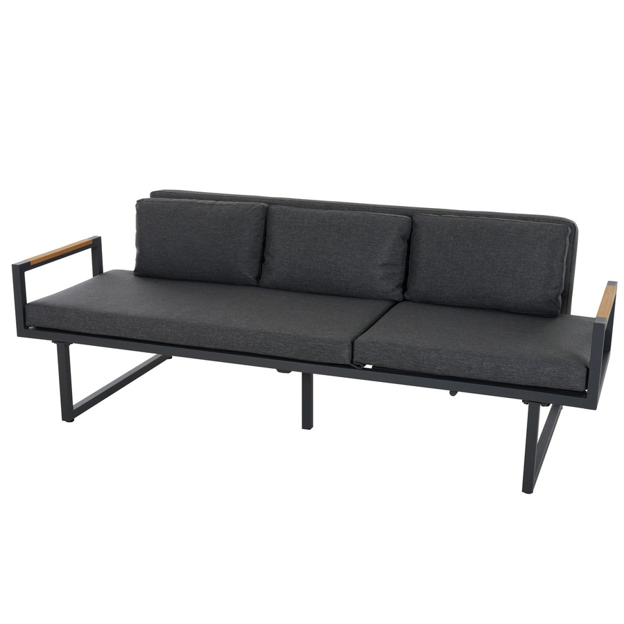 Siena Garden 3-er Loungesofa Calera in Anthrazit mit verstellbarer Funktion und Polstern, B/T/H: 219 x 90,3 x 76,7 cm - Bild 2