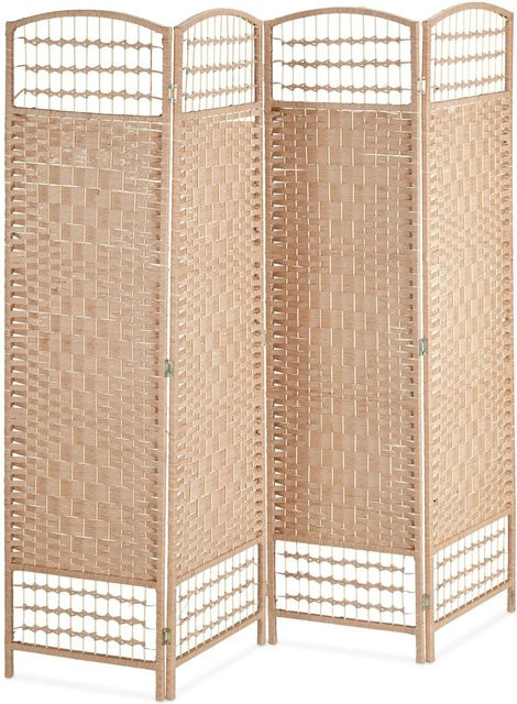 Relaxdays Paravent aus Bambus in Natur und Beige, 4-teilig mit geflochtenem Design, B/H/T: 180 x 180 x 2 cm - Bild 1