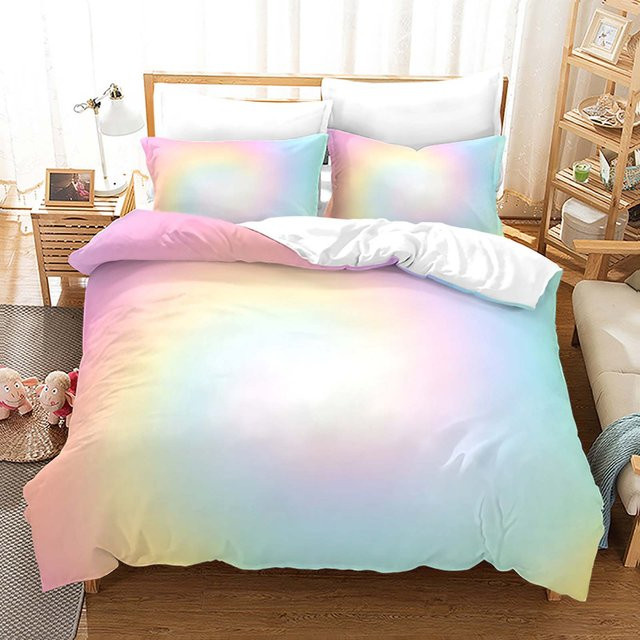 Bettwäsche-Set Binchi Fitness mit Regenbogen-Farbverlauf und Wolken-Print, Mehrfarbig, Queen Größe B/H: 210 x 210 cm - Bild 1