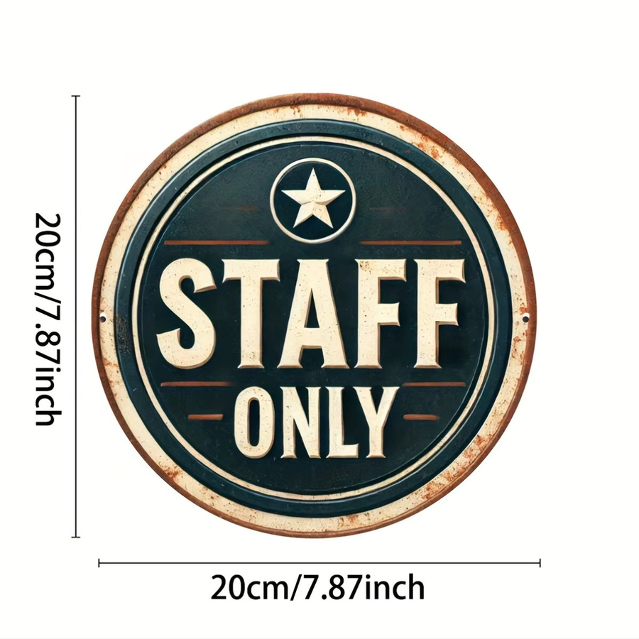 Potdemiel Vintage Metallschild Sadely Staff Rundes Aluminiumdekor Multicolour Durchmesser: 19,81 cm - Bild 2