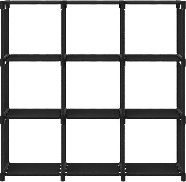 vidaXL Würfel-Regal mit 9 Fächern in Schwarz aus Stahl und Stoff, B/T/H: 103 x 30 x 107,5 cm - Bild 1
