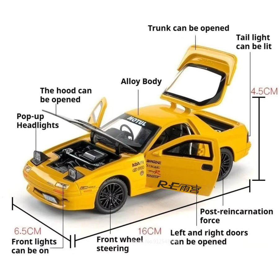 RMZ city RX-7 FD3S Automodell-Spielzeug, 1:32, mit Vorderradlenkung, Sound und Licht, Rückziehfunktion, Stoßdämpfung - Bild 3