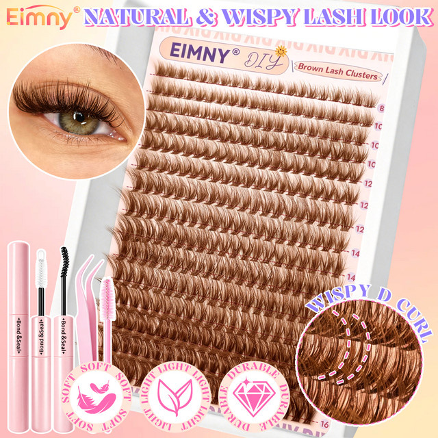 EIMNY Wimpern-Cluster-Set, braun, 300-teilig, Unisex - Bild 1