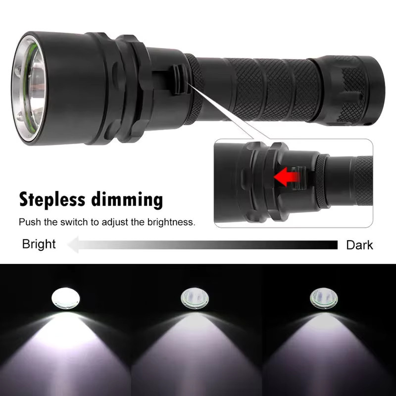 ESMARTER LED-Tauchtaschenlampe in Schwarz, professionelle Unterwasser-Tauchlampe mit IPX8 Wasserdichtigkeit und Handseil - Bild 5