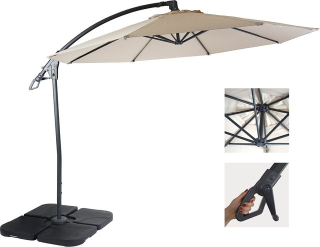 Deluxe Ampelschirm MCW-D14 Sonnenschirm rund Durchmesser: 300 cm in Creme-Weiß mit Ständer aus Polyester, Alu und Stahl - Bild 1