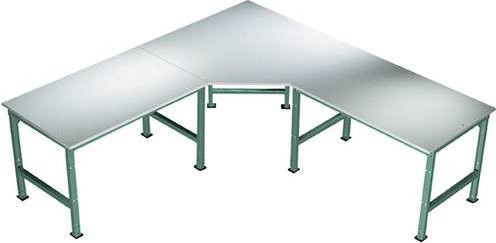 Manuflex AU0049.0001 Universal Fünfeck-Verkettungselement mit PVC Dekor-Platte für Tischtiefe 80 cm in Grau und Grün - Bild 1