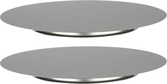 APS Servier- und Tortenplatte 2er-Set aus Edelstahl, rund, silber, Durchmesser: 31 cm, Höhe: 2,5 cm - Bild 1