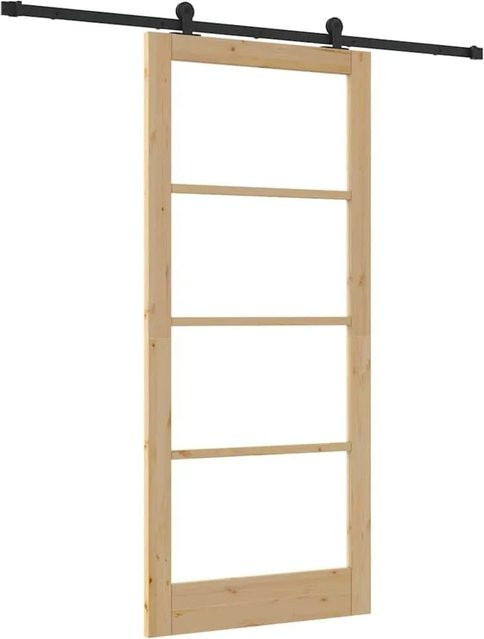 vidaXL Schiebetür ORKDAL modern in Natur und Schwarz mit Glas, B/H: 93 x 211 cm - Bild 1