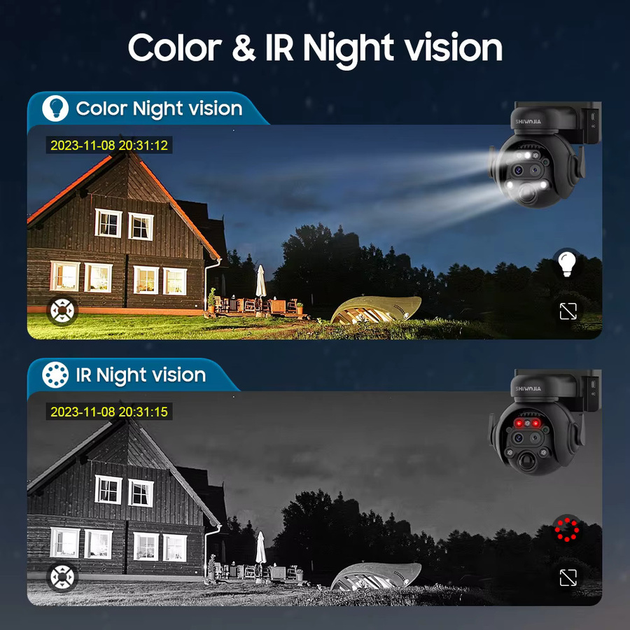 SHIWOJIA Solar-Überwachungskamera mit 8MP Dual-Objektiv, 12X Zoom, 4G LTE und WiFi, Schwarz, mit PIR Menschenerkennung und Nachtsicht - Bild 3