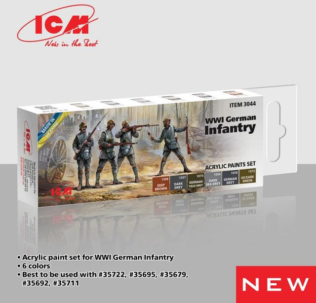 ICM Acrylic Paint Set - WWI German infantry, 6 x 12 ml, Bunt / Mehrfarbig - Bild 1