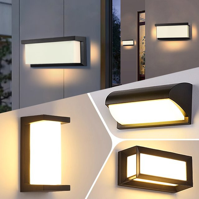 DIBILUN LED Wandleuchte für den Außenbereich, moderne rechteckige Gartenleuchte in Schwarz oder Weiß, 25 W, wasserdicht - Bild 1
