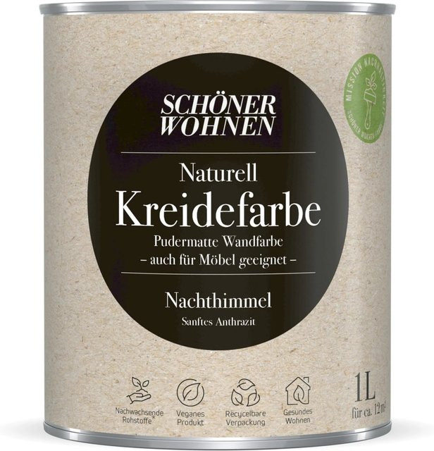 Schöner Wohnen Kreidefarbe Naturell Nachthimmel in Schwarz Blau Anthrazit - Bild 1