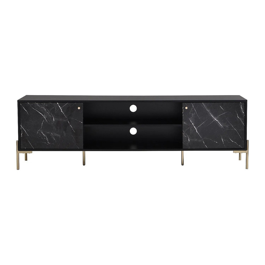 TV-Board Ciemila von Vente-unique in Schwarz mit Marmor-Optik und Goldfarben, Breite: 180 cm - Bild 2