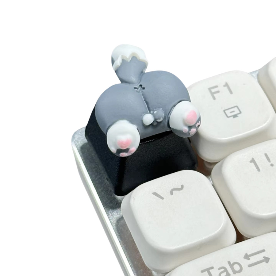 Handgefertigte 3D-Harz-Tastenkappen mit niedlichen Tierfiguren Katze Hund oder Ente in Braun und Multicolour für mechanische Tastaturen - Bild 5