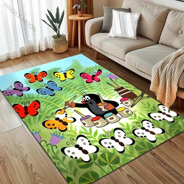 UQIDEHOME Cartoon Teppich mit Maulwurf-Motiv, rutschfeste und waschbare Bodenmatte für Wohnzimmer, Schlafzimmer oder Badezimmer, Mehrfarbig, B/T: 60 x 40 cm - Bild 1
