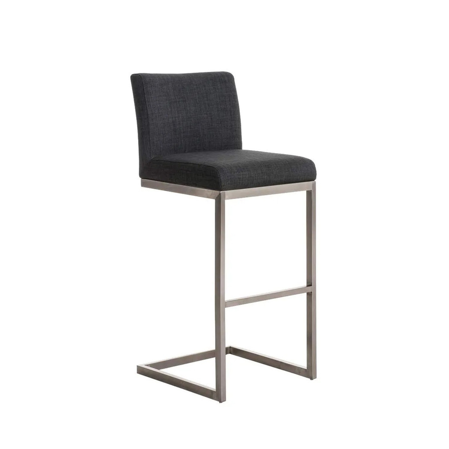 DELUKE Barhocker COBAS Stoff Dunkelgrau mit Lehne, moderner Tresenhocker für die Küche, B/T/H: 42 x 48 x 104 cm - Bild 2