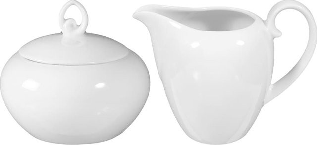 Seltmann Weiden Milch- und Zuckerset Rondo/Liane aus Porzellan, Weiß, 2er Set - Bild 1