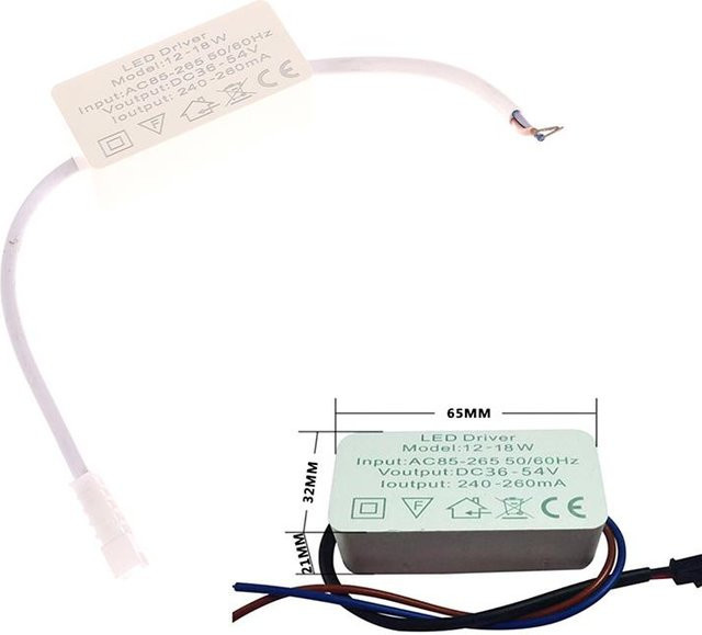 Jren LED-Treiber Konstantstrom Netzteil für LED-Streifen 12-18W, Weiß - Bild 1