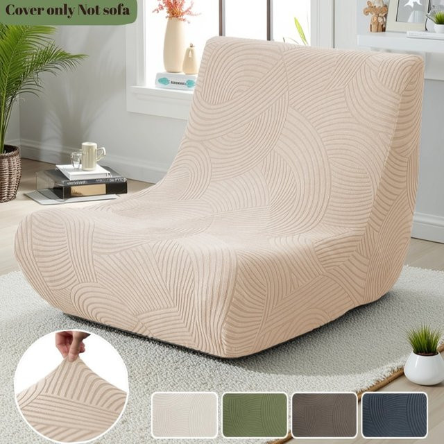 WANERQU Jacquard Stretch Sesselbezug für Relaxsessel und Lounge-Sofas, Beige - Bild 1