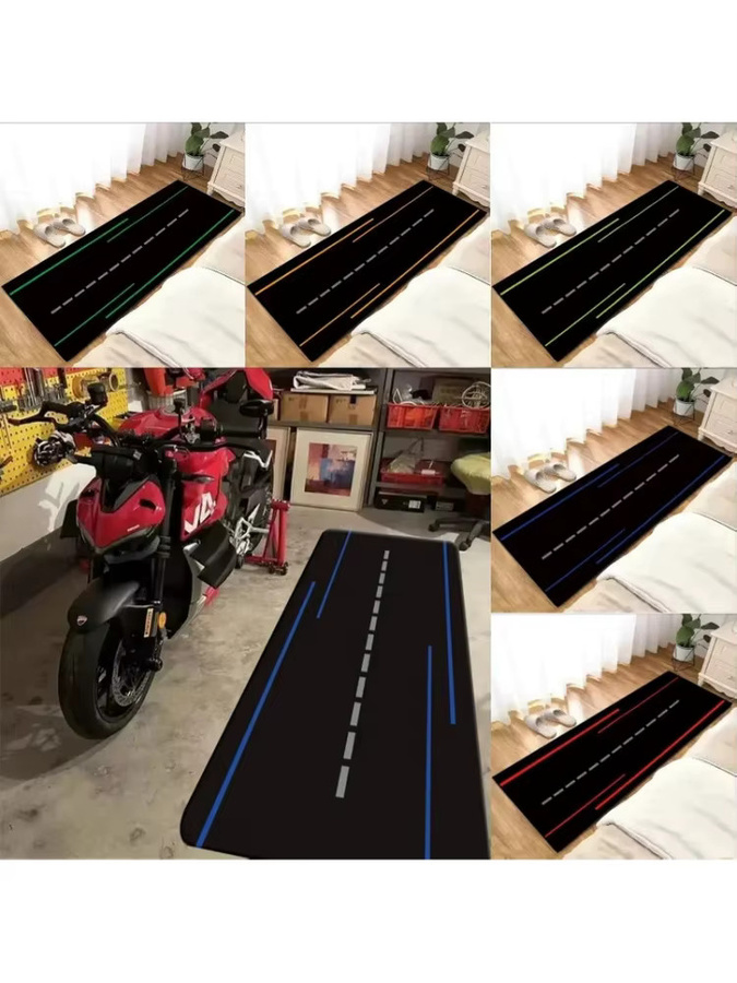 VIKAMA Motorrad-Display-Teppich schwarz gestreift, rutschfest und geräuschreduzierend, Rechteckig - Bild 3