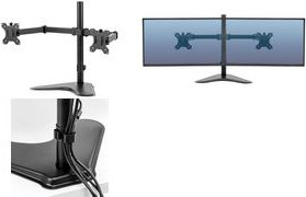 Fellowes Professional Series Freistehender Doppelmonitorarm für 2 Monitore bis 68,6 cm in Schwarz - Bild 1