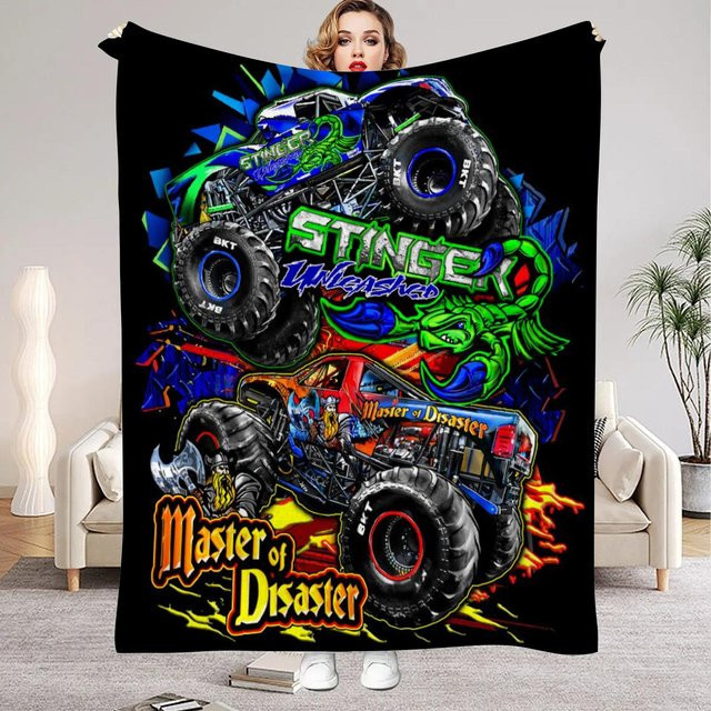 Monster Jam Monster Truck Kuscheldecke aus weichem Flanell für Kinder und Jungen, Mehrfarbig, B/H: 75 x 100 cm - Bild 1