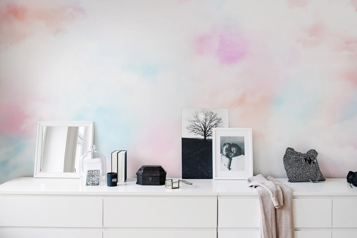 Rebel Walls Mural Coral Clouds Wandtattoo in Pink und Multicolour, abstraktes Naturmotiv als Vlies-Tapete - Bild 1