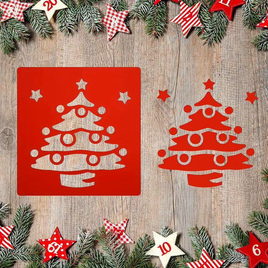 JXB Weihnachts-Malvorlage, Zeichenschablonen, Kunststoff, 6-teiliges Set - Bild 3