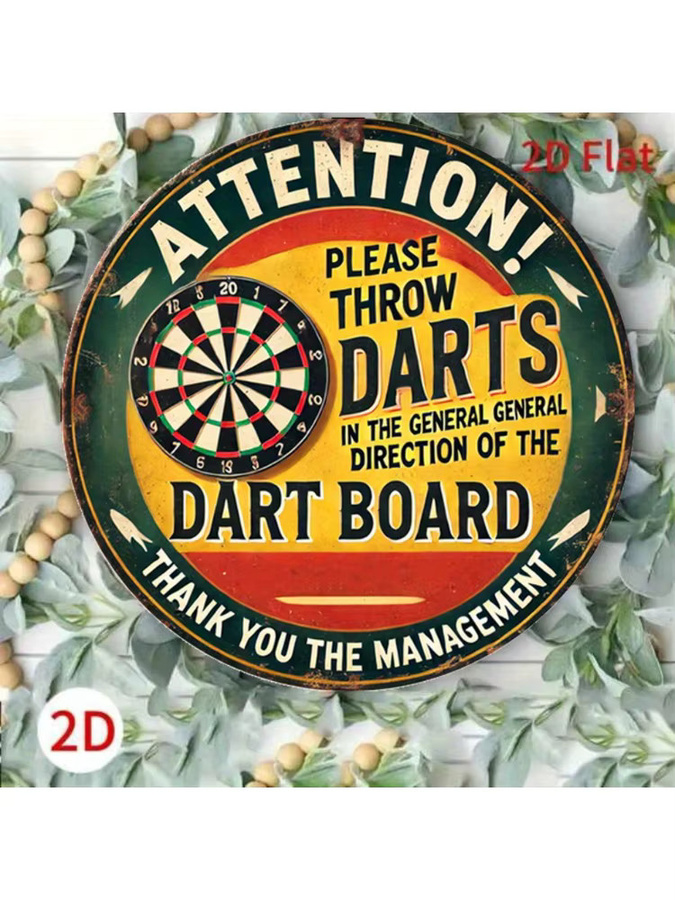 CIFBUY Retro Wandkunst aus Metall Throw Darts in Mehrfarbig, Rundes Vintage-Dekor für dein Spielzimmer, Durchmesser: 20 cm - Bild 5
