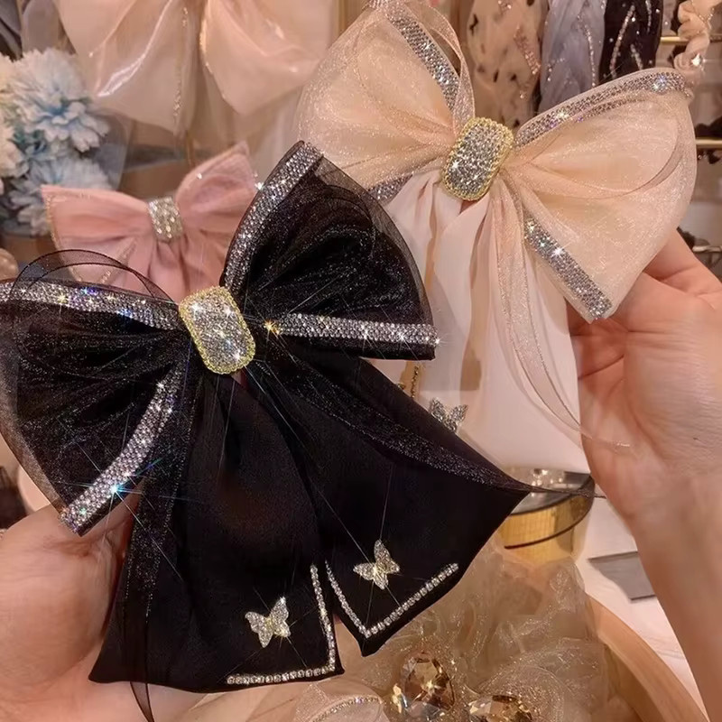 Haar Clip Schmetterling, Mesh Bogen, Strass Kristall, Damen - Bild 2