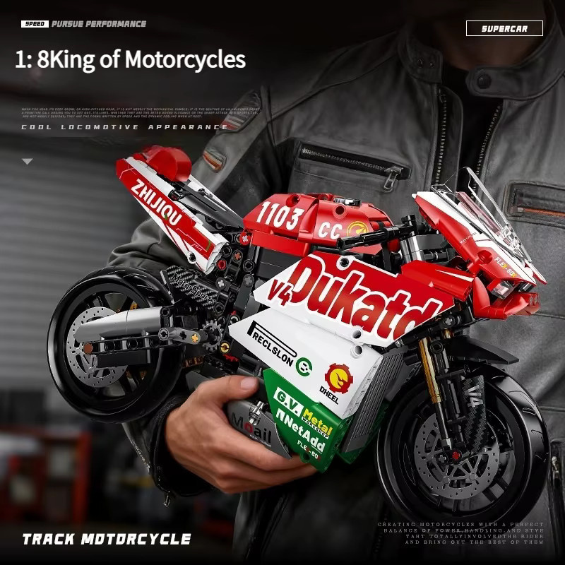 HUATEC Rotes Motorrad, Bausatz-Set, 1:8, 723 Teile - Bild 2