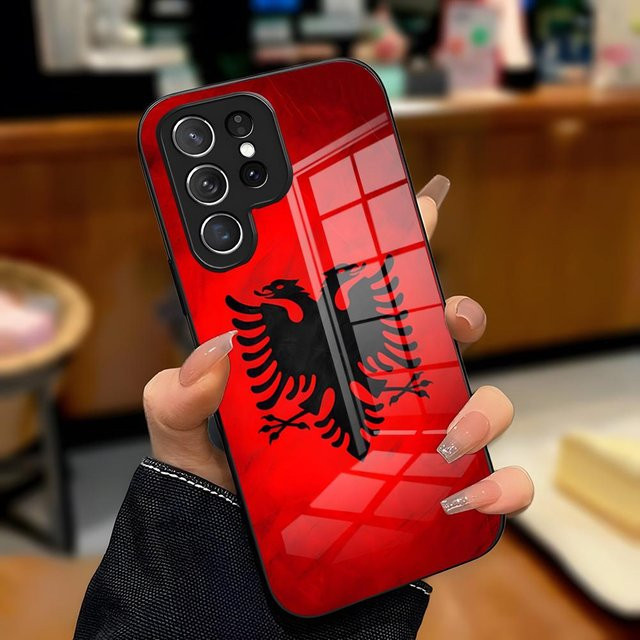 Handyhülle mit Albanien Flagge Design für Samsung Galaxy S26 S25 Plus S23 FE S22 Ultra S21 Plus S21 Ultra S20 Plus in Rot - Bild 1