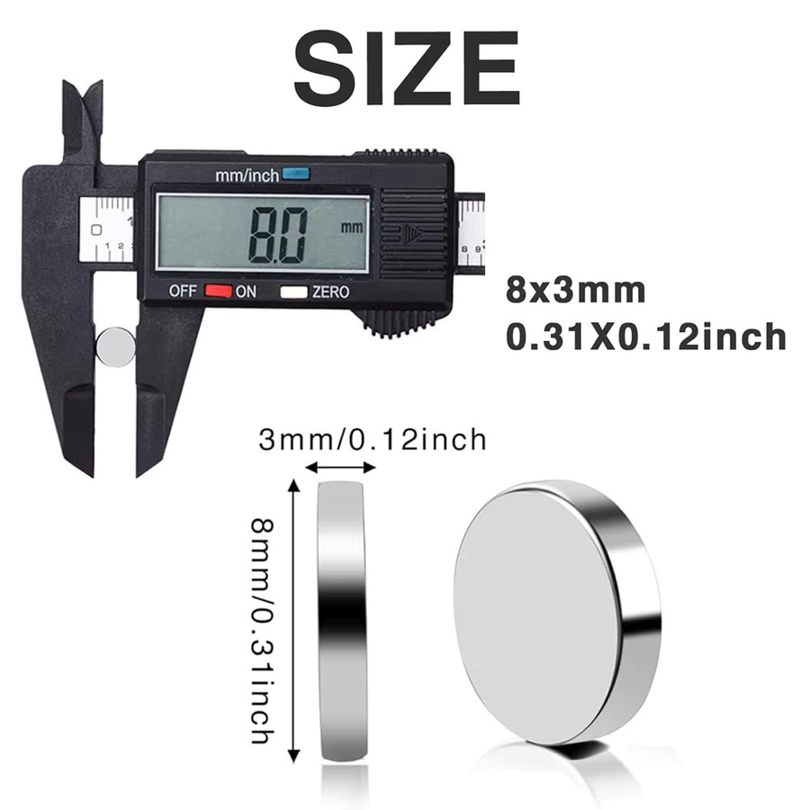 U-POLEMAG Miniatur-Scheibenmagnete rund, Farbe: Silber, Durchmesser: 8 mm, Höhe: 3 mm - Bild 3