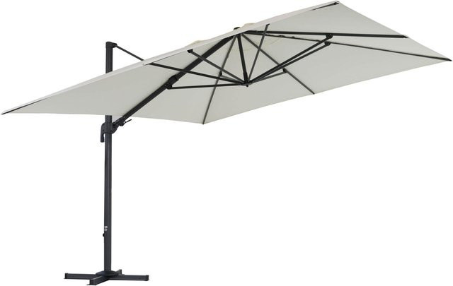OUTFLEXX Sydney Ampelschirm in Anthrazit und Creme aus Aluminium und Polyester mit Plattenständer, B/B: 350 x 350 cm - Bild 1