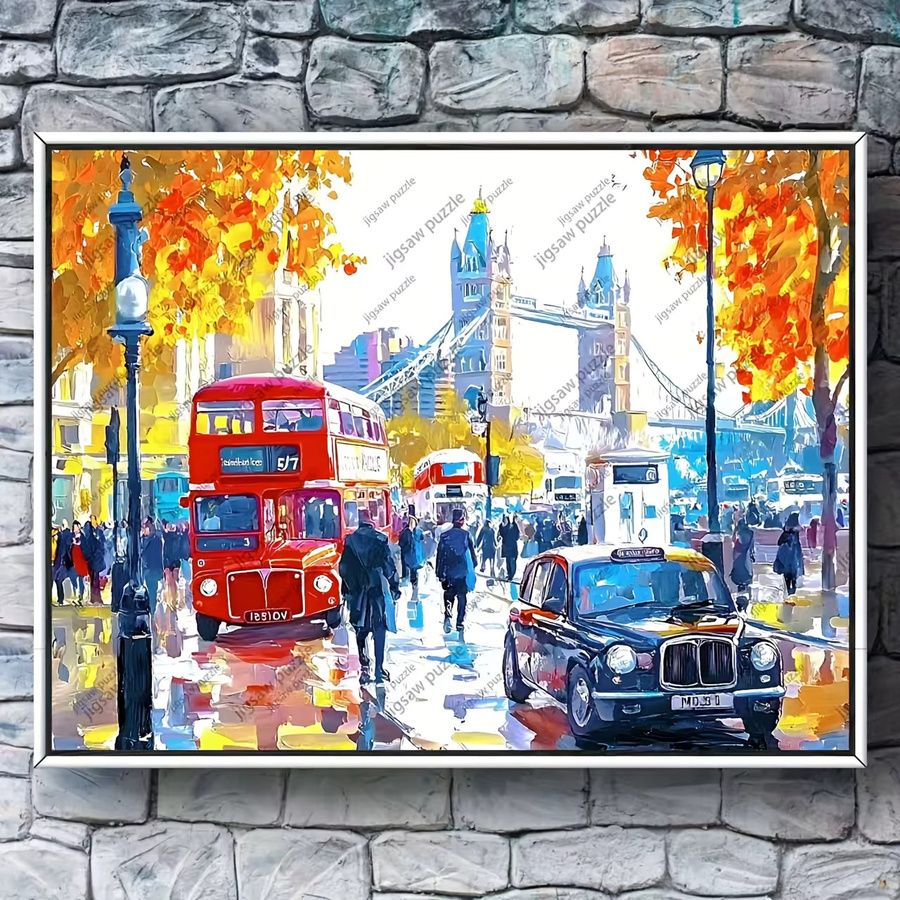 AZNM Puzzle, Londoner Straßenszene mit Big Ben und rotem Bus, 1000 Teile - Bild 3