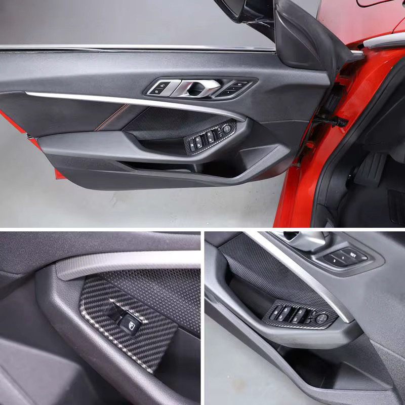 Cheya Dekorative Fensterheberrahmen Abdeckung in Carbon-Optik für BMW 1er und 2er Serie F40 F44 (2020-25), Schwarz, LHD - Bild 2