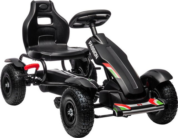 HOMCOM GoKart Tretfahrzeug mit Handbremse und verstellbarem Sitz Schwarz 5-12 Jahre
