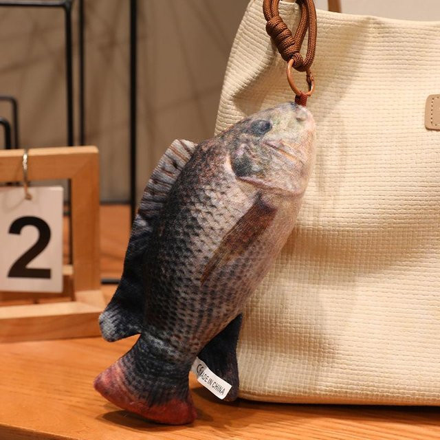Schlüsselanhänger-Set Plüschfisch, Braun Orange Flunder und Silber Blau Pomfret, 20cm, Unisex - Bild 1