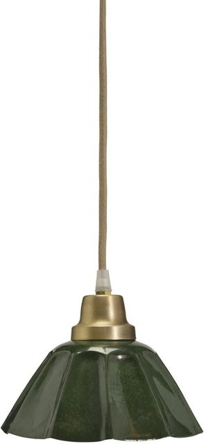 PR Home Emmi Kleine Pendelleuchte in Dunkelgrün und Messing im Vintage-Stil mit E27 Fassung - Bild 1