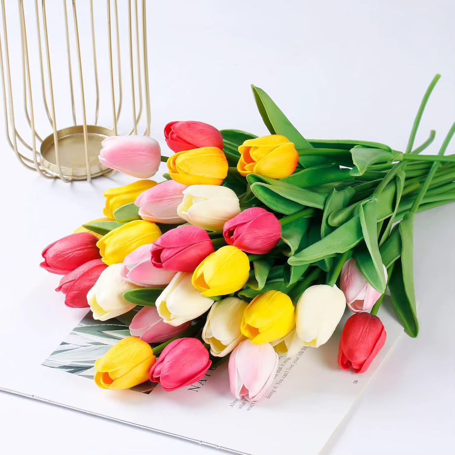 Künstliche Tulpen von JEDN in Pink als realistische Kunstblumen für deine Heimdekoration, Hochzeit oder den Valentinstag - Bild 1
