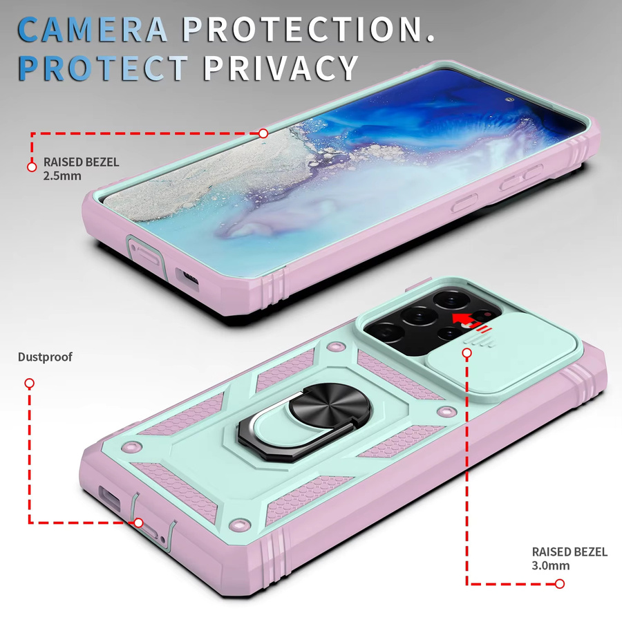 3in1 Heavy Duty Armor Case mit OTT Cover Box für Samsung Galaxy S25 S24 S23 S22 S21 S20 Ultra Plus FE A56 5G in Pink oder Rot - Bild 4