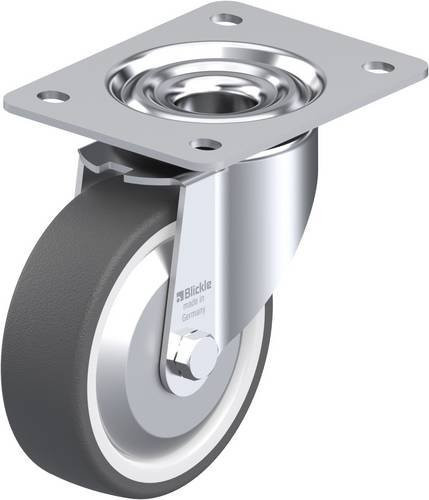 Blickle Lenkrolle LK-POTH 125G-3-FA aus Stahl und Kunststoff, grau/weiß, Rad-Durchmesser: 125 mm, Tragfähigkeit: 350 kg - Bild 1