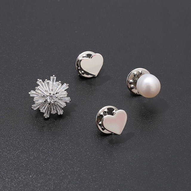 Lucky Star Jewelry Brosche, Herz, Perle, Silber, Damen - Bild 1