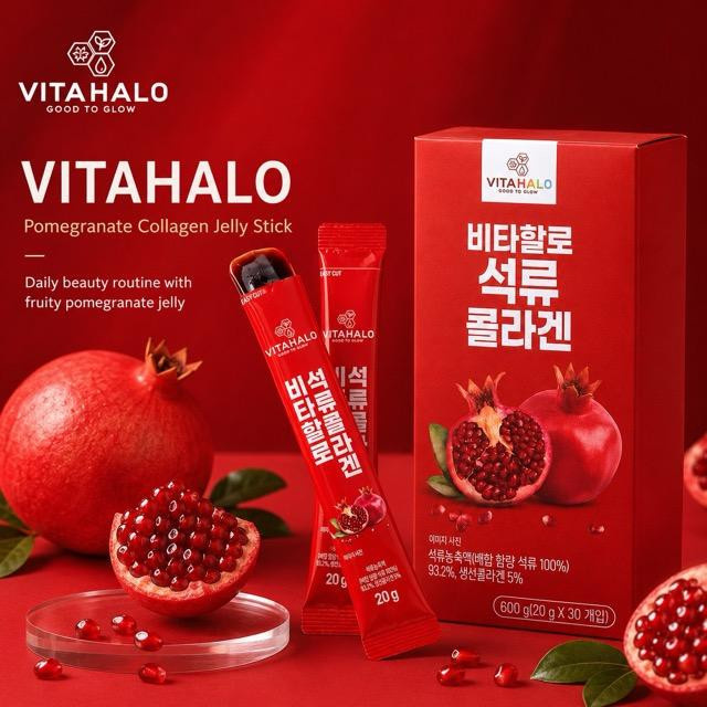 VITAHALO Granatapfel Kollagen Gelee Stick, 20g - Bild 6