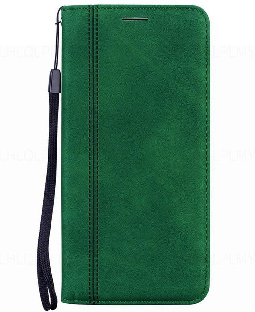 Luxus Leder Klappbrieftasche Handyhülle für Samsung Galaxy A-Serie und S-Serie in Grün - Bild 1