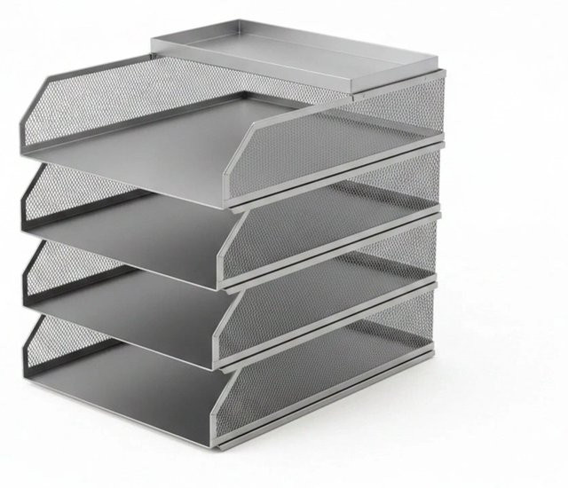 Relaxdays Briefablage aus Metall in Silber mit 4 Fächern, B/T/H: 31 x 25 x 32 cm - Bild 1