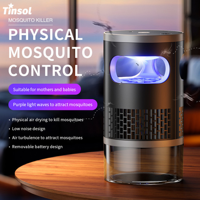 TINSOL Automatischer Mücken-Lichtinhalator Mückenfänger in Schwarz, geräuschlos und per Typ-C wiederaufladbar für Outdoor-Camping und Heimgebrauch - Bild 1