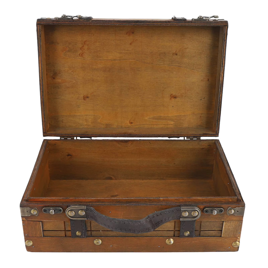 TOPINCN Schatztruhe aus Holz in Braun im Vintage-Stil zur Aufbewahrung von Schmuck und Kleidung - Bild 3
