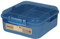 sistema Lunchbox Bento Würfel in Blau und Multicolour, auslaufsicher und mikrowellengeeignet mit Trennfächern - Bild 1